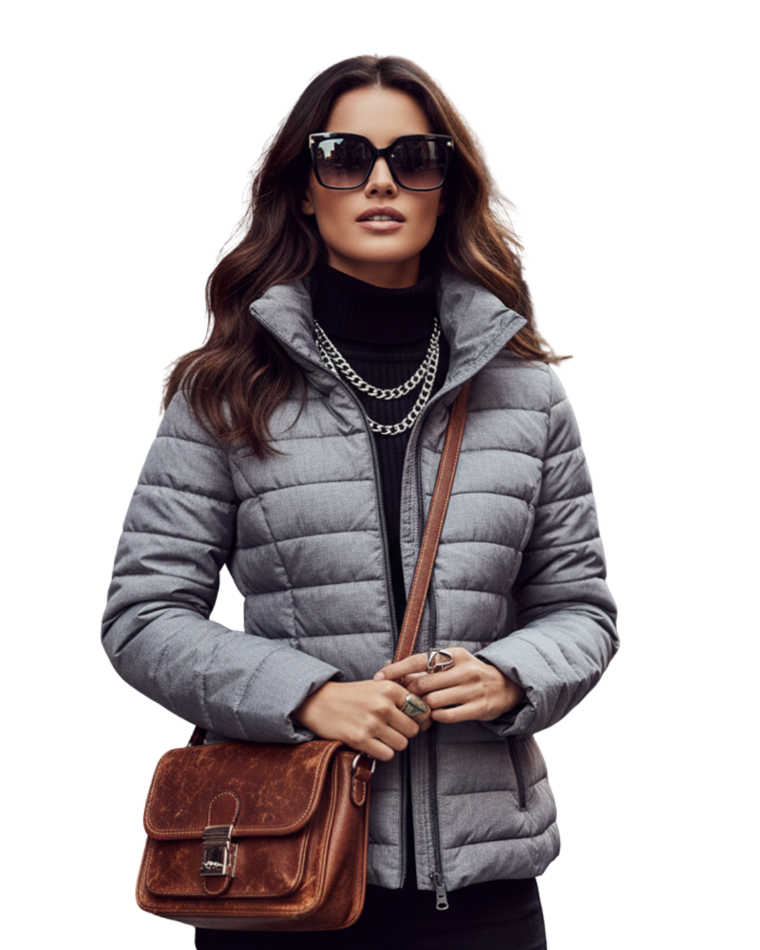 Grey Puffer Jacket - Size 8 - Image 5