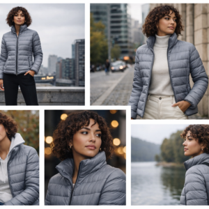 Grey Puffer Jacket - Size 8