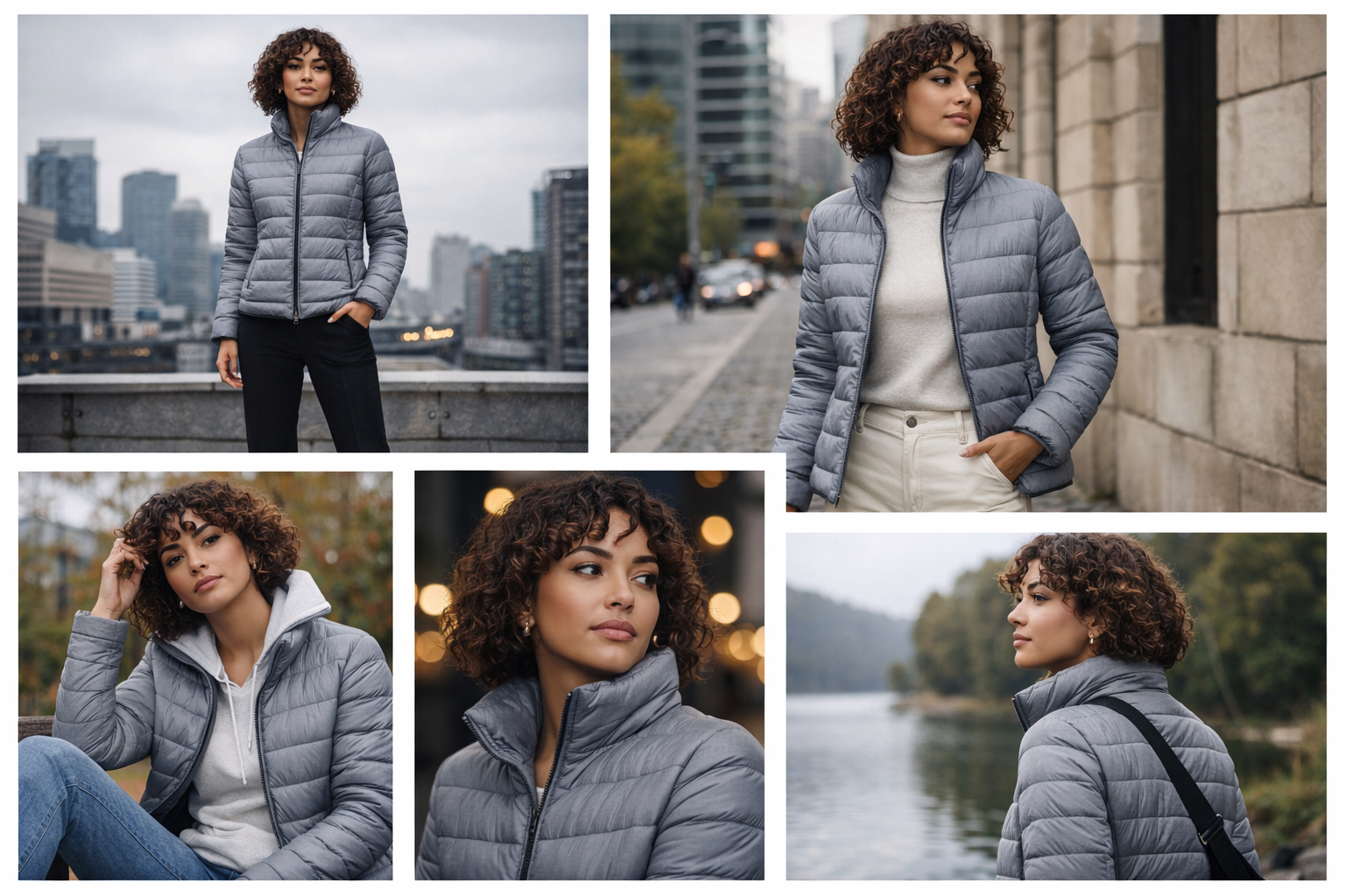 Grey Puffer Jacket - Size 8